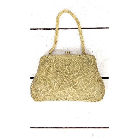 Vintage gold beaded small evening purse - Picture 5 of 5